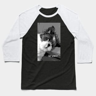 Say What? Funny Cute Shih Tzu dog art Baseball T-Shirt